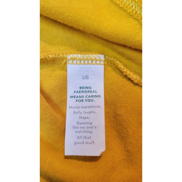 Aerie Terry Sweater Cinch Detail on Back Yellow Size Large - Picture 4 of 8